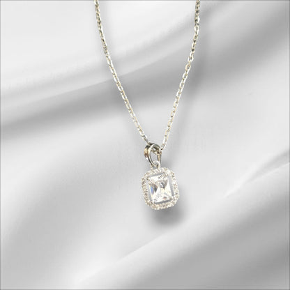 Samradni Solitaire Diamond Pendant - Diamond studded Square Pendant and ear ring set